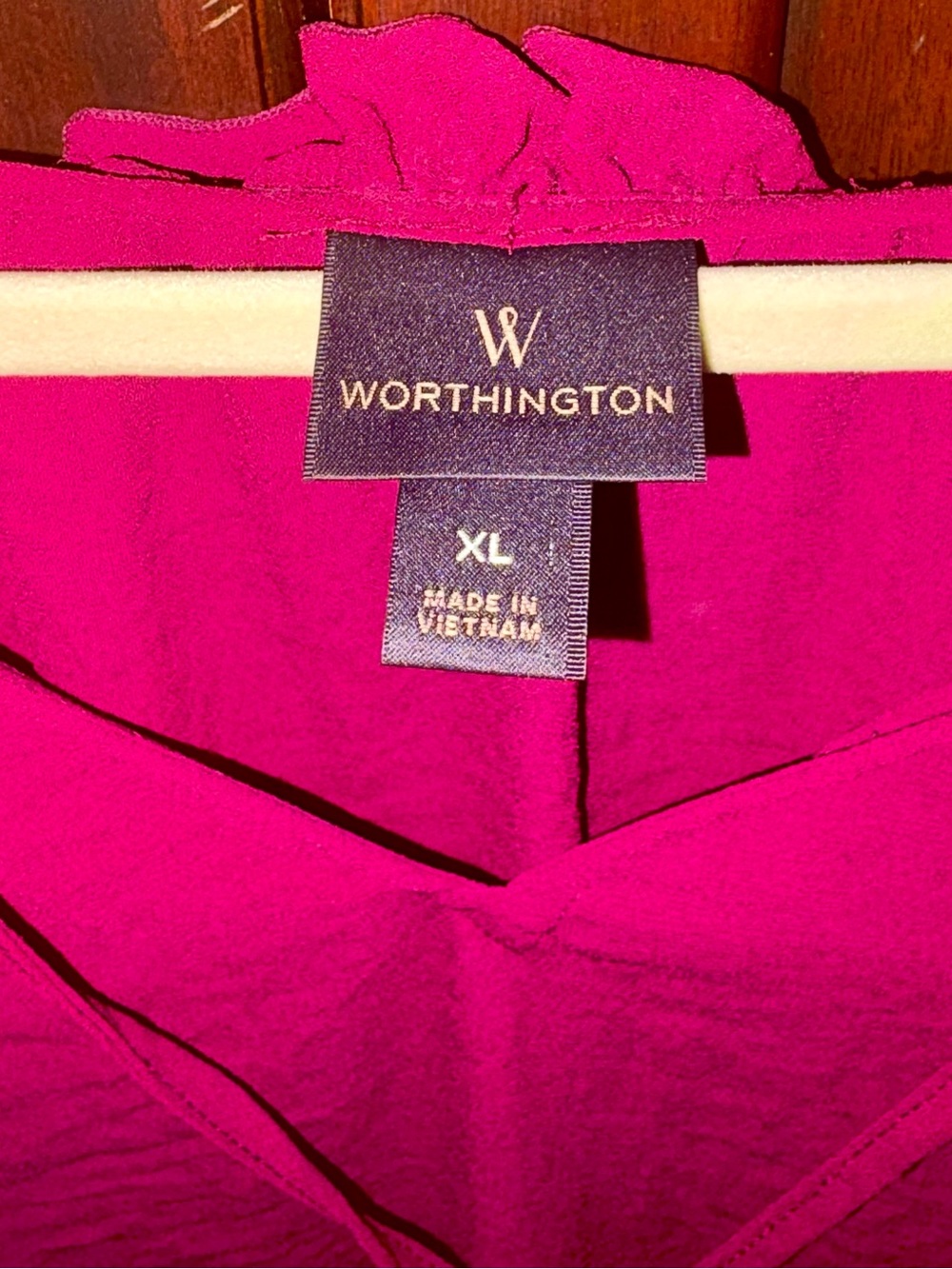 Worthington Raspberry Tie-Front Ruffle Sleeve Blouse - Picture 2 of 3